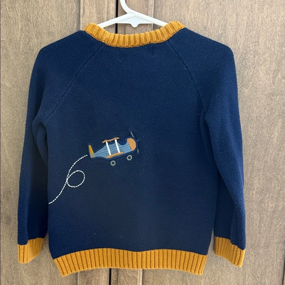 Kids Airplane Sweater - Navy and Mustard, Jarvis Archer 4T